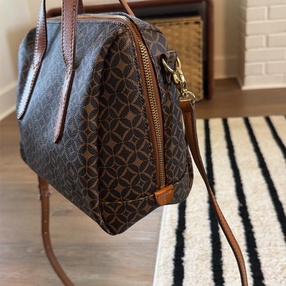 Brown Patterned Handbag - image 3